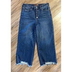 Judy Blue Wide Crop Jeans with Frayed Hem 11/30